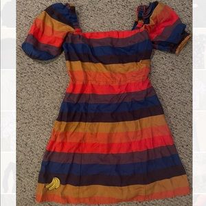 FARM RIO linen striped mini sun dress